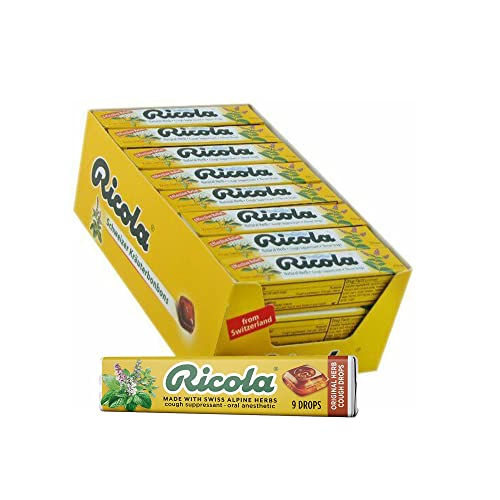 Ricola Original Herb Cough Suppressant Throat Drops Stick 20 ct | Naturally Soothing Long-Lasting Relief - 9 Count (Pack of 20)