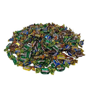 Taffy Chews - 3 lbs - Original Chewy Toffee Candy Soft Chew Assortment - Chocolate, Vanilla, Coffee, Rum and Mint Taffies - Individually Wrapped, 48 oz