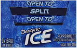 Dentyne Ice Sugar-Free Gum (Peppermint, 16 Piece, Pack of 9)