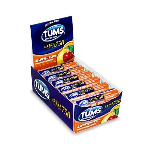 TUMS EXTRA 750 ASSORTED FRUIT FLAVORS 12 ROLLS (ASSORTED FRUIT)