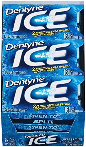 Dentyne Ice Sugar-Free Gum (Peppermint, 16 Piece, Pack of 9)