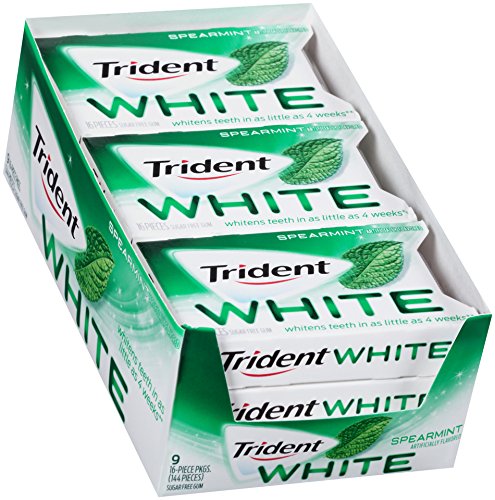 Trident White Sugar Free Gum (Spearmint, 16-Piece, 9-Pack)