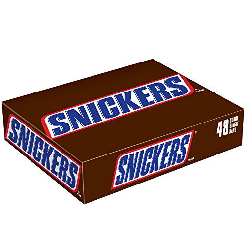 MARS SNICKERS Singles Size Chocolate Candy Bars 1.86-Ounce Bar 48-Count Box