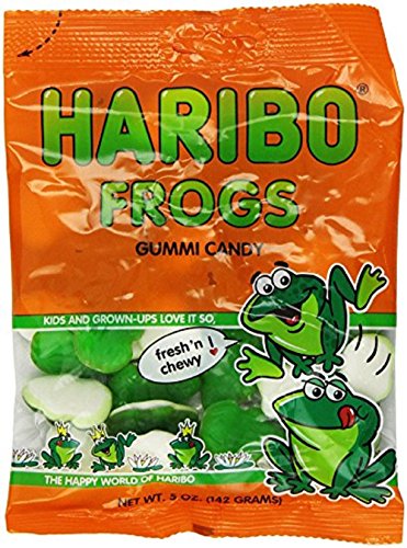 Haribo Gummi Candy, Frogs, 5-Ounce Bags (Pack of 12)