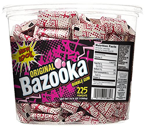 Bazooka Bubble Gum, Original Flavor, 225 Count Tub,