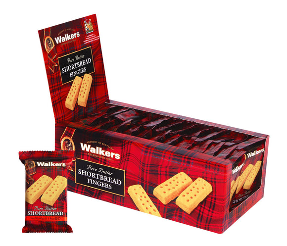 Walker’s Pure Butter Shortbread Fingers - 2-Count Snack Packs (Pack of 24) - Authentic Shortbread Cookies from Scotland